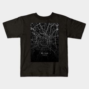 Milan Italy City Map dark Kids T-Shirt